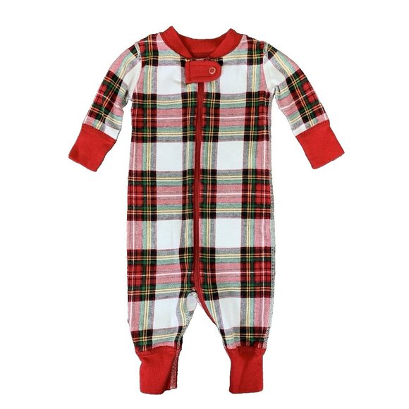 Hanna Andersson Other - Hanna Andersson Sleeper Pajamas Christmas Red Plaid Baby Holiday 50 0-3 Months